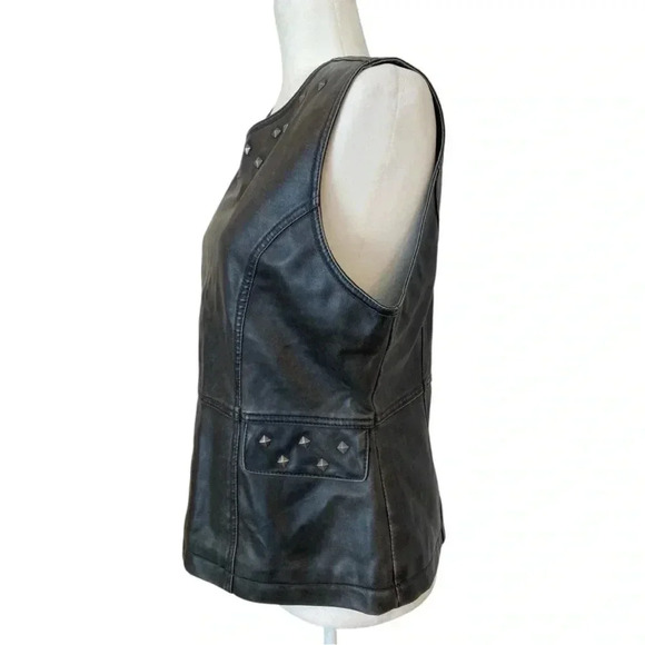 Dollhouse Outfitters Womens Vegan Faux Leather Black Vest Size Large NWT Biker. - Picture 2 of 9